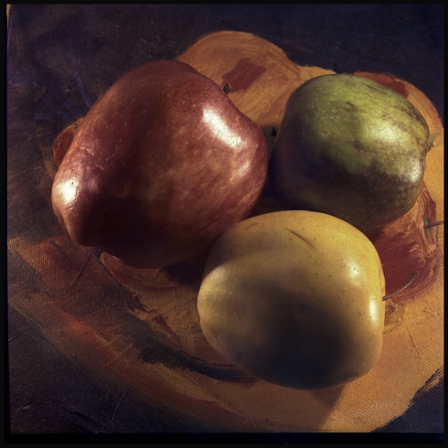 Three apples, a still life in ORWOCOLOR 